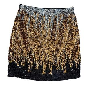 PrettyGuide Womens Ombre Sequin Mini Skirt Silver Gold Black Party Glam Size L